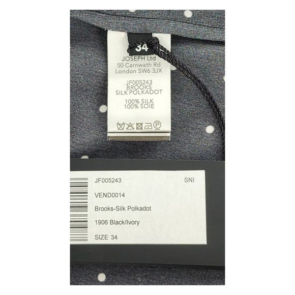 JOSEPH NWT Brooks Silk Black / Ivory Polka Dot Shirt - Picture 12 of 13